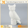 Blanco Cerámica Búho Estatuilla Candle Holder Artesanía para la decoración del hogar